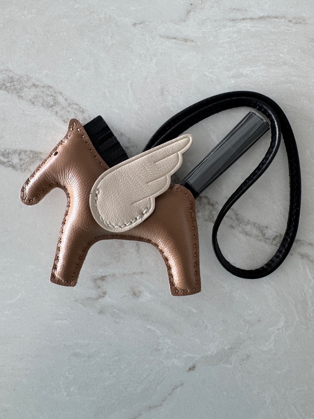 Luxury 100% Handmade Lamb Leather Horse Charm with Cream Wings